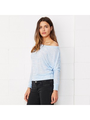 Plain Flowy off-the-shoulder long sleeve t-shirt Bella +Canvas 125 GSM